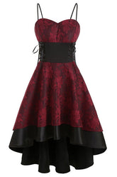 Vestido de fiesta de encaje con tirantes finos y corte A